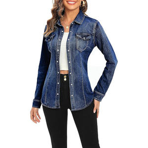 Chaqueta vaquera de mujer de fabricante personalizado OEM-Diseño de botón de estilo casual de algodón ligero de manga larga con 2 bolsillos verano - Product Image 6