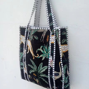 Bolso Tote Acolchado de Algodón para Mujer SHREE SHYAM, Lavable, con Estampado Floral, Dos Asas, Ecológico, para Yoga y Compras, Modelo SD54 - Product Image 1