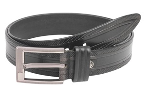 Cinturón de cuero negro de grano superior informal para hombre sólido - Product Image 2