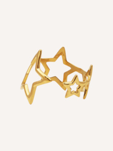 Bague YXQ R110 en acier inoxydable fin avec finition brossée dorée, exquise en forme d'étoile, durable et hypoallergénique - Product Image 6