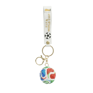 Portachiavi in lega leggera con PVC, design pallone da calcio Coppa del Mondo, simpatico stile cartone animato anime, stampato serigrafato - Product Image 3