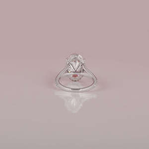 Anillo de compromiso de estilo clásico de oro macizo de 18K, anillos finos, ajuste de Halo oculto, corte ovalado acentuado, Diamante creado en laboratorio, certificado IGI - Product Image 5