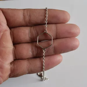 Pulsera de ajuste en blanco Collet 5x5 MM a 30x30 MM Forma hexagonal Bisel de piedras preciosas Copa Collet en blanco Pulsera 7 "Pulgadas 925 Cadena de plata - Product Image 3