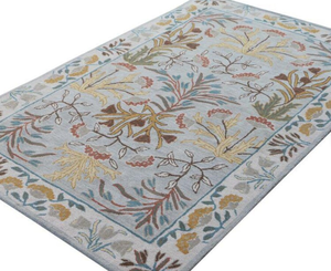 Alfombras de lana hechas a mano con diseño de flores abstractas, tamaño y color personalizables para uso en el hogar, oficina o sala de estar. - Product Image 5