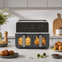 Friteuse à air numérique multifonctionnelle à double panier grande capacité 9L avec écran tactile, sans huile, pour cuisine domestique