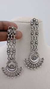 Customizable Antique Silver Tribal Grace Peacock Drop Earrings Set Striking Fashion for Bulk Purchase Oxidized Peacock Design - Product Image 5