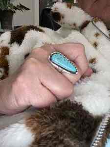 Navajo Half Twist <b>Turquoise</b> <b>Ring</b> <b>Turquoise</b> Nevada Bezel Setting Rhodium for Gift - Product Image 5