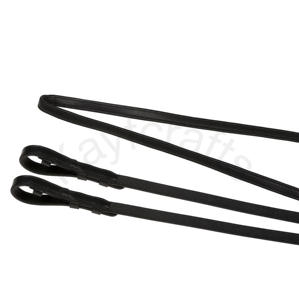 Rênes plates en cuir nappa de la série Keeper pour doubles brides rembourrées en noir avec raccords en acier inoxydable Produits pour chevaux - Product Image 2