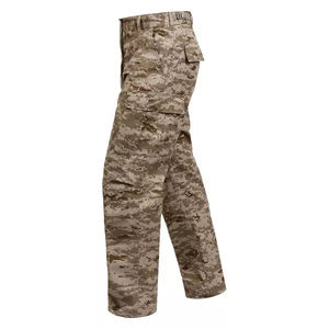 Pantalon cargo décontracté en toile pour homme, taille haute élastique, respirant, coupe droite, motif uni, vente en gros, fourniture OEM - Product Image 4