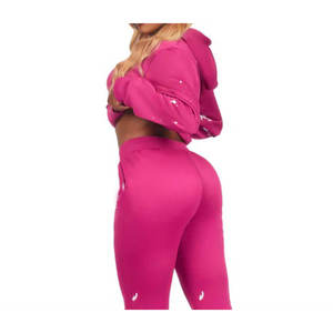 Buy New Products Spring <b>Women</b> <b>Quarter</b> <b>Zip</b> Pullover Long Sleeve Crop Top High Waist Tight Pant Solid 2 Piece Set <b>Women</b> Clothing - Product Image 3