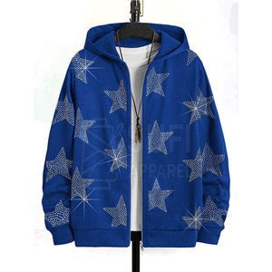 Sudadera con Capucha Brillante con Pedrería para Hombre, 100% Algodón, Ligera para Invierno, Elegante con Detalles de Piedras Reflectantes - Product Image 1