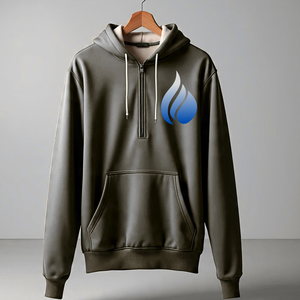 Sudadera con Capucha Morada para Hombre, Cierre de Cremallera de un Cuarto, Color Sólido, Logotipo Estampado en la Parte Delantera, Estilo Casual, Corte Regular, para Otoño - Product Image 5