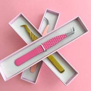 45 75 90 Degrees <b>Lash</b> Tweezers Custom Logo Volume <b>Lash</b> Extension <b>Cluster</b> <b>Lashes</b> Fiber Tip Tweezers for Eyelash Extension - Product Image 3