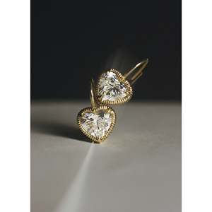 Solis Heart Diamond Earrings with Ribbed Detail - Product Image 3
