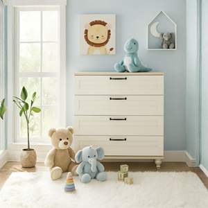 Commode de rangement moderne Arion Kids Pera avec corps large en MDF et pieds en bois, design de meubles élégant - Product Image 1