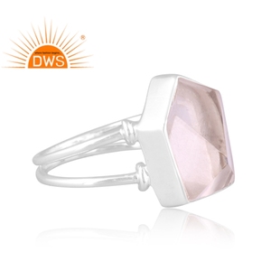 Square Cut Clear Crystal <b>Quartz</b> Gemstone <b>Ring</b> Wholesale 925 Sterling Silver Stackable <b>Ring</b> For Womens Jewelry - Product Image 3