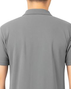 Polo gris pour homme en tissu mélangé de coton doux, classique à manches courtes, col chemise, haut décontracté confortable pour le quotidien et le travail - Product Image 6
