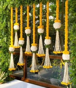 Guirlande décorative de marigolds, toile de fond de scène, décoration intérieure, décoration suspendue, guirlande de mariage, décoration langavoni, décoration Haldi - Product Image 2