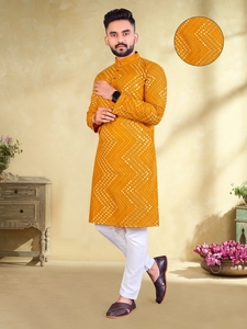 Pyjama Kurta en tissu de coton doux à manches longues pour hommes, à la demande, pour les fêtes décontractées, de fournisseur indien, à prix de gros - Product Image 3