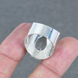 925 Sterling Silver Plated Brass Natural <b>Crystal</b> Fine Gemstone Engagement <b>Ring</b> Adjustable Opening for Valentine's Day Gift <b>Ring</b> - Product Image 2