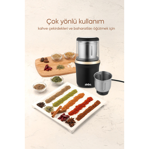 Moulin à épices et à café double chambre SCM-2982 en or, 2 tasses doseuses, garantie de 2 ans, capacité du bac de 0 à 250 ml, outil de cuisine haut de gamme - Product Image 5