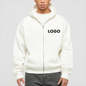 Custom Thick Cotton Men Zipper Hoodie cotton blended Boxy Blank Zip Hoodie Manufacturers Oversized Plain Zip up Hoodie - Product Image 4
