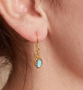 ต่างหูอัญมณีสีรุ้งแบบโบราณต่างหูแบบตะขอลาบราดอไรต์แท้หรูหรา18K ต่างหูชุบทองสำหรับงานปาร์ตี้ต่างหูแบบห้อย - Product Image 2