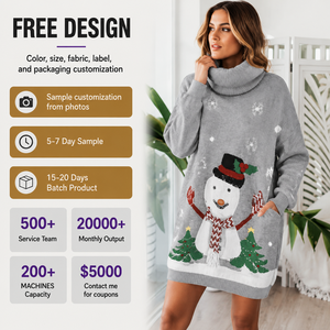 FNJIA Women's <strong>Christmas</strong> Sweater <strong>Dress</strong> Snowman Jacquard Turtleneck Sweater Knit Long Sleeve Gray Holiday Pullover Winter <strong>Dress</strong> - Product Image 6