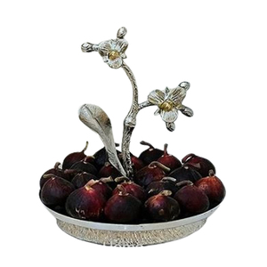 Juego de 2 soportes de pastel pulidos brillantes Diseño de forma de hoja de flor de metal de aluminio Soporte de pastel Premium exclusivo - Product Image 2