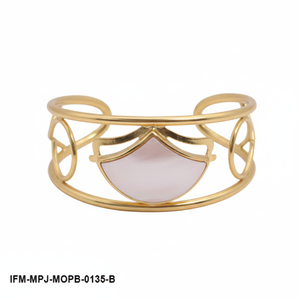 Bracelet manchette en laiton incrusté de nacre, fait main, doré, style bohème unique pour femme - Product Image 5