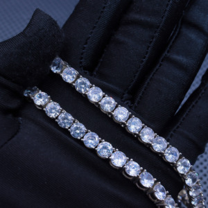 Luxe Ijskoud Onze Fijne Sieraden 2Mm 3Mm 4Mm 5Mm Lab Diamant S925 Zilver Vvvs Moissanite Tennisketting Op Voorraad - Product Image 3