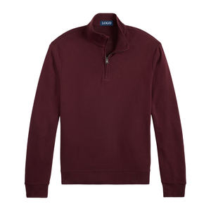 Jersey de punto texturizado de doble tejido para hombre, de mezcla de algodón, con cuello alto y cremallera de un cuarto, estilo casual, de primavera, de última tendencia - Product Image 4