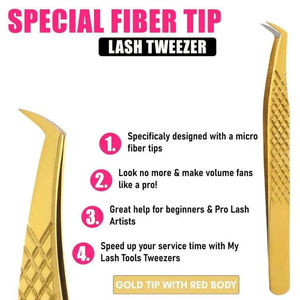 Pinces à cils professionnelles en acier inoxydable à motif diamant, anti-magnétiques, 10 mm, meilleur contrôle du volume, ergonomiques - Product Image 2