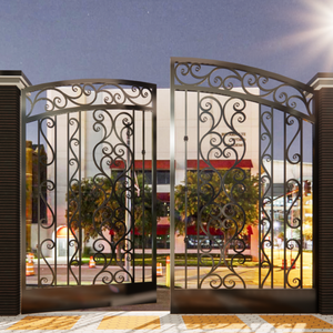 Puerta decorativa de hierro forjado para jardín y entrada principal que ofrece un estilo elegante al aire libre y un rendimiento confiable - Product Image 1