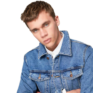 แจ็กเก็ตผ้าเดนิมสำหรับผู้ชาย, แจ็คเก็ตลำลองสีทึบมีกระเป๋าสำหรับผู้ชายเสื้อผ้าผู้ชายสไตล์100% - Product Image 3