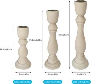 Bougeoirs en bois Chandeliers inachevés Bougie conique exportateur Centres de table pour la maison d'anniversaire de fête de mariage rustique - Product Image 3