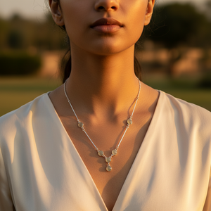 Collier minimaliste en argent 925 avec pierre de lune, plaqué rhodium, motif géométrique, brins en or 14 carats et or rose, cadeau pour femme - Product Image 3