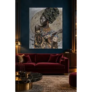 Funda para la cabeza con estampado Fida, retrato de mujer africana, impresión en lienzo - Product Image 1