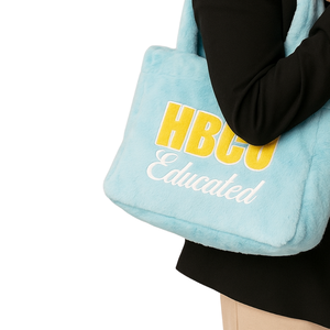 Borsa di Tote HBCU educata in pelliccia blu bambino peluche in ciniglia ricamata confraternita greca Divine nove regalo con Logo personalizzato borsa alla moda - Product Image 4
