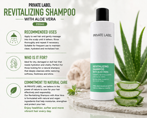 Champú Revitalizante de Aloe Vera de Marca Privada 250ml OEM |   Champú Reparador Hidratante para Cabello Seco y Dañado |   España UE - Product Image 3