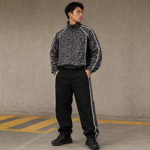 Factory Wholesale Men's High Quality Breathable Plus Size Fleece Winter <b>Tracksuit</b> Set Custom Logo Solid Pattern Active - Product Image 3