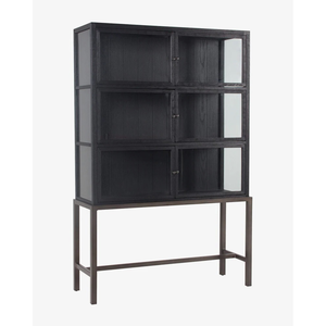 Gabinete de cocina contemporáneo de madera con estantes de puerta de vidrio para muebles de restaurante de comedor en casa - Product Image 1