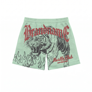Pantalones Cortos de Malla Premium de 160 GSM, 100% Algodón, Color Verde Menta, Transpirables, Impermeables, de Secado Rápido, Ecológicos, con Cierre de Cordón, de Longitud Media - Product Image 2