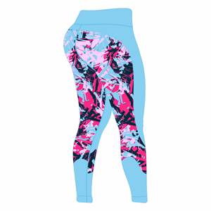 Leggings de yoga à ourlet froncé pour femmes, taille haute, effet push-up, design sans couture, respirant, tissu à séchage rapide, imprimé décontracté - Product Image 3