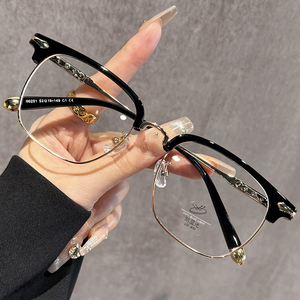 Montures de lunettes optiques tendance pour femmes, lunettes anti-lumière bleue, montures de lunettes rétro carrées en TR90, demi-cerclées en métal pour hommes - Product Image 1