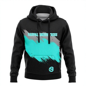 Sweat à capuche pour homme en molleton épais avec logo imprimé personnalisé, broderie sur le devant, motif uni, tissu 340g, coupe classique, hiver - Product Image 1