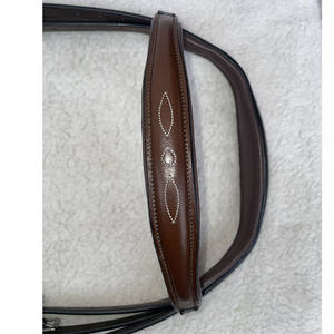 Bridon de cheval en cuir brun de qualité supérieure avec muserolle et frontal rembourrés, bridon d'équitation anglais artisanal - Product Image 4