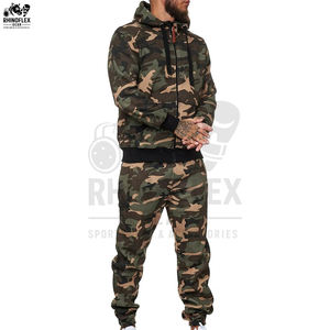 Conjunto Deportivo para Hombre, Camuflaje, Sudadera con Capucha y Pantalones a Juego, Sudadera con Capucha y Pantalones con Cremallera, Estilo Camuflaje - Product Image 4