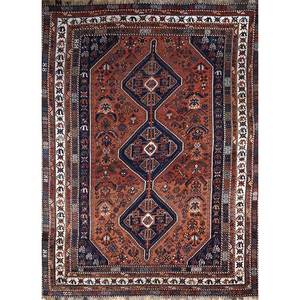 Tapis en laine noué à la main Nuray, motif médaillon rouge-orange, kilim abstrait fait main pour la maison, 9x12 rectangulaire, idéal pour les adolescents, l'entrée et le couloir. - Product Image 1