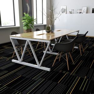 BH68027 Luxury Minimalist <b>Office</b> Furniture 120x240cm Conference <b>Table</b> Rubber Wood Top 2V Iron Legs Assembly Required for Hotels - Product Image 3